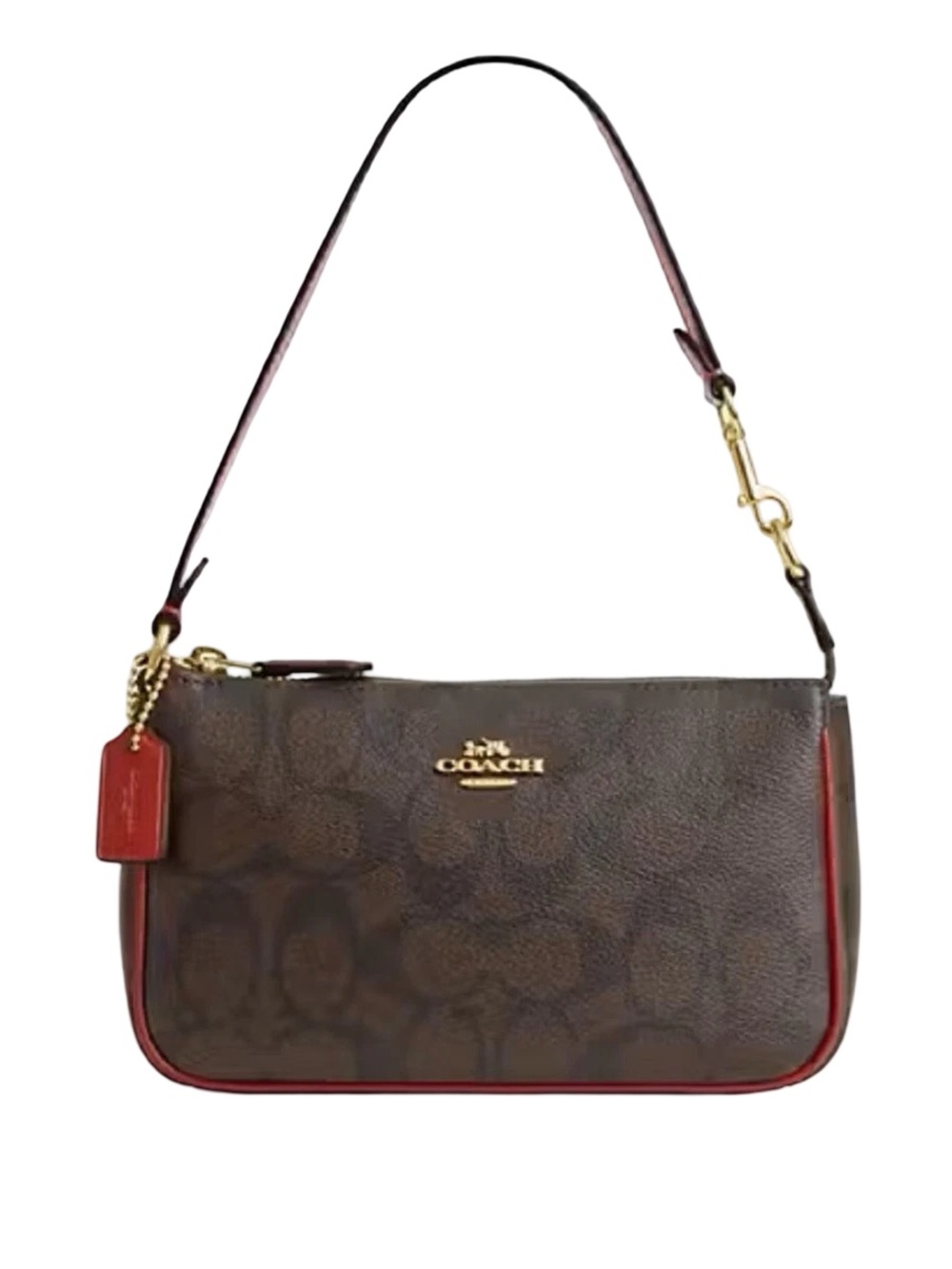Coach Nolita 19 in Signature Canvas in the brown and 1941 red colorway